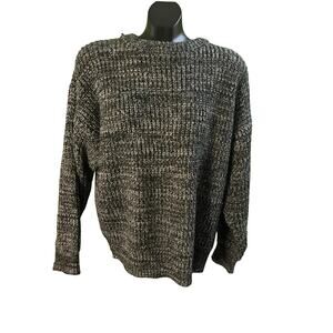 Vintage Honor Men’s Sweater Large Black Gray Marked Chunky Knit